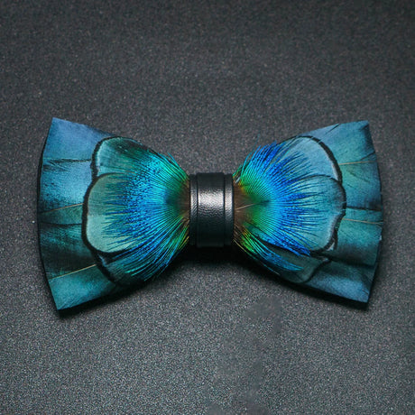 Blue Fashion Handmade Feather Bowtie Suit Accessories