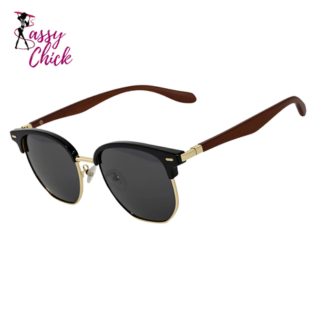 Semi Rimless Vintage Retro Polarized Sunglass Sassy Chick Logo