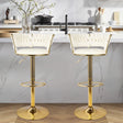 Set of 2 modern swivel bar stools with adjustable height and backrest for kitchen or bar