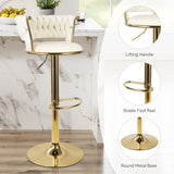 Set of 2 modern swivel bar stools with adjustable height and backrest for kitchen or bar