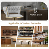 Set of 2 modern swivel bar stools with adjustable height and backrest for kitchen or bar
