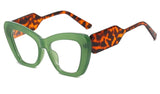 Green Leopard Sexy Cat Eye Optical Clear Lens Eyewear