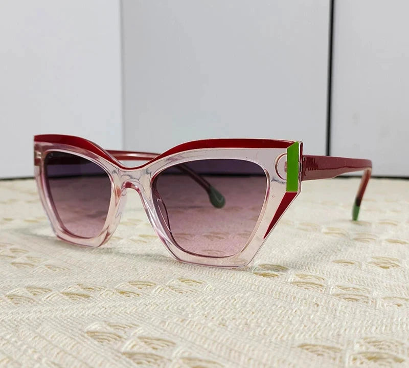 Sexy Cat Eye Punk Sunglasses For Women clear red