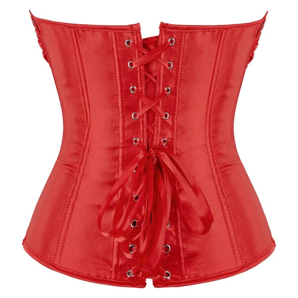 Sexy Lace up Floral Lingerie Corset For Women Red back lace