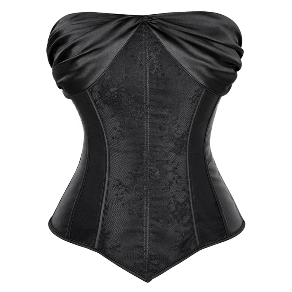 Sexy Lace up Floral Lingerie Corset For Women black front