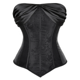Sexy Lace up Floral Lingerie Corset For Women black front