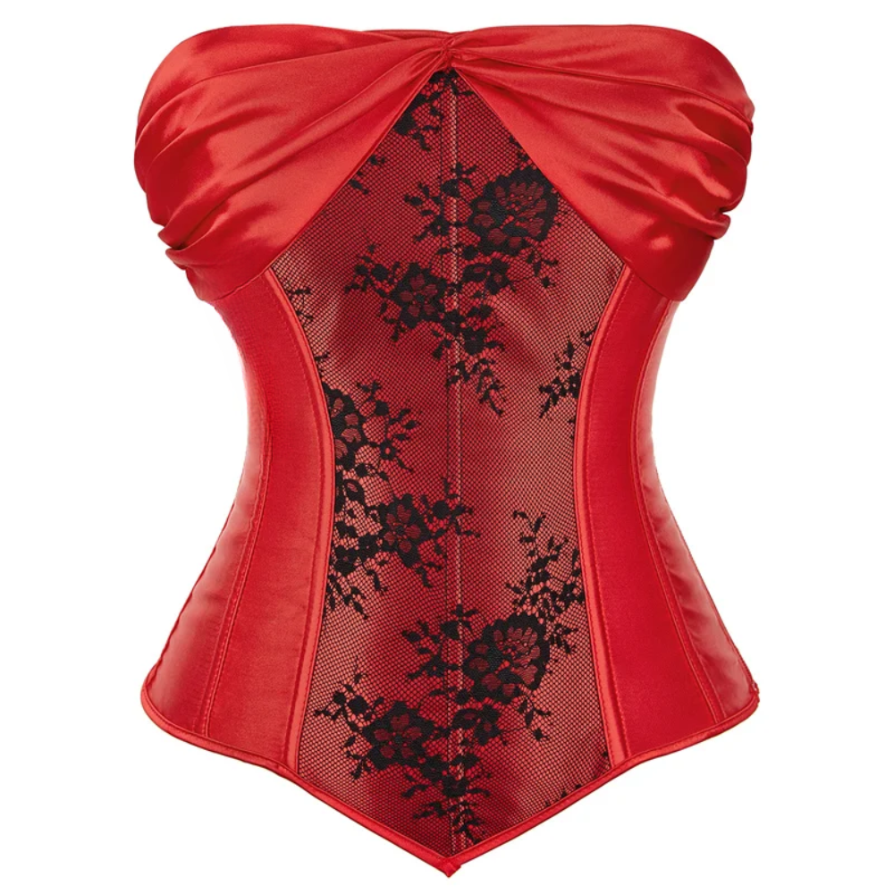 Sexy Lace up Floral Lingerie Corset For Women red black floral front