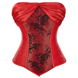 Sexy Lace up Floral Lingerie Corset For Women red black floral front