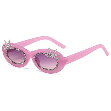 Pink Sexy Polychrome Rhinestone  Diamond Oval Sunglasses