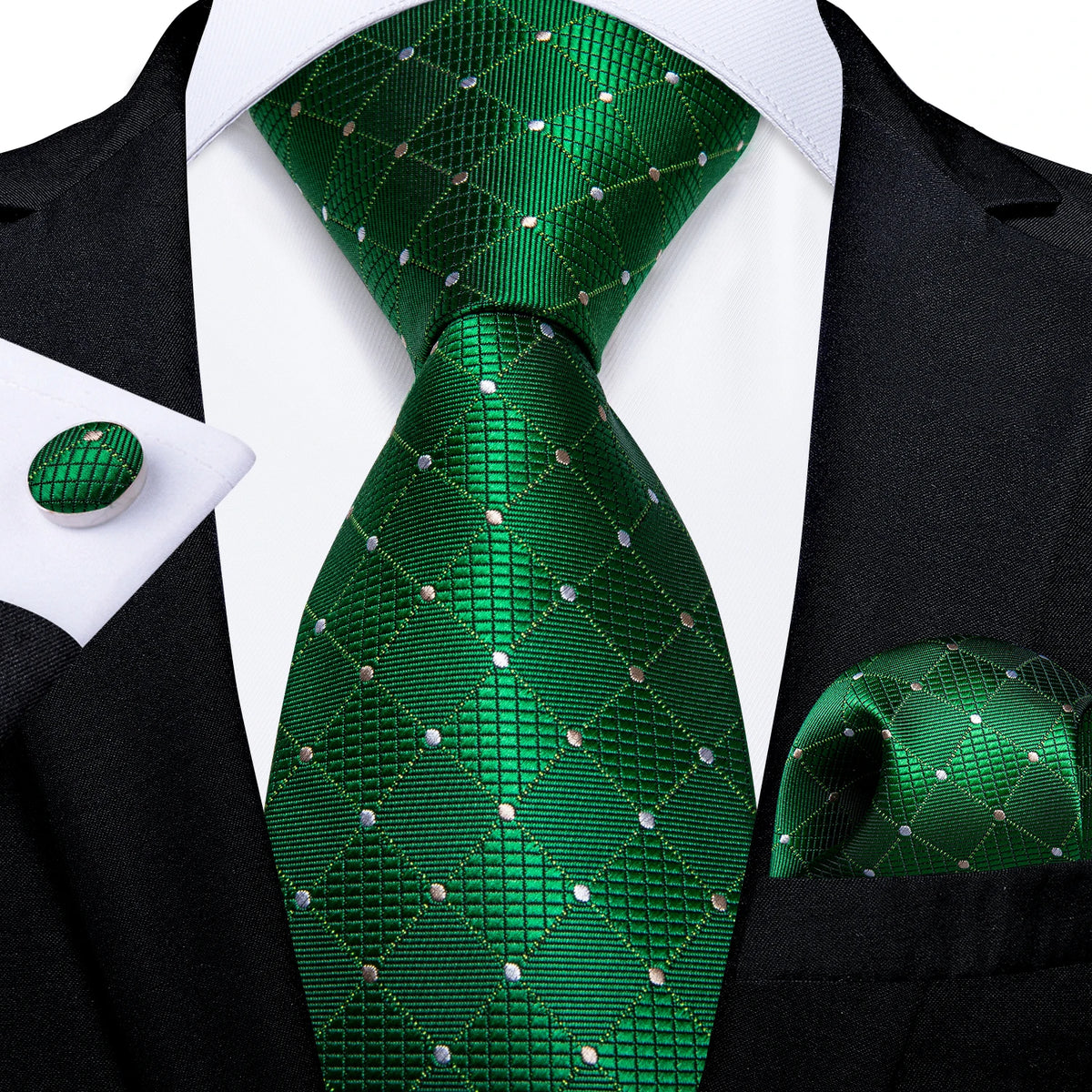 Plaid Classic 8cm Business Pocket Square Cufflinks