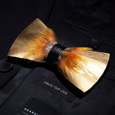 Brown Fashion Handmade Feather Bowtie Suit Accessories