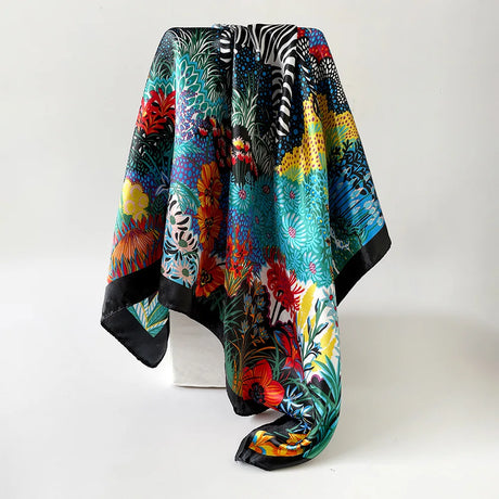 Luxury Square Silk Foulard 90*90cm Shawl Wrap Headband