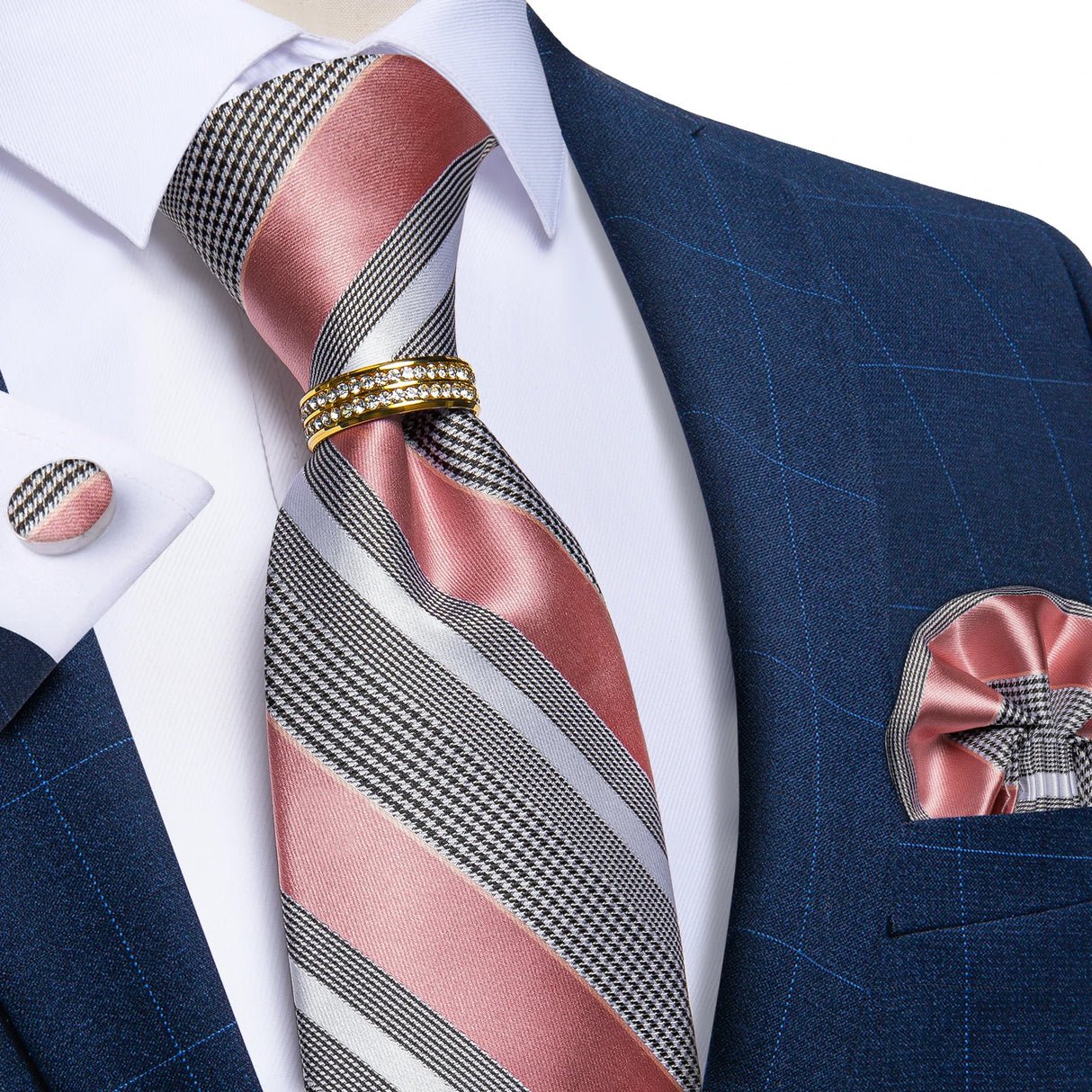 Blue Gold Paisley Tie Set
