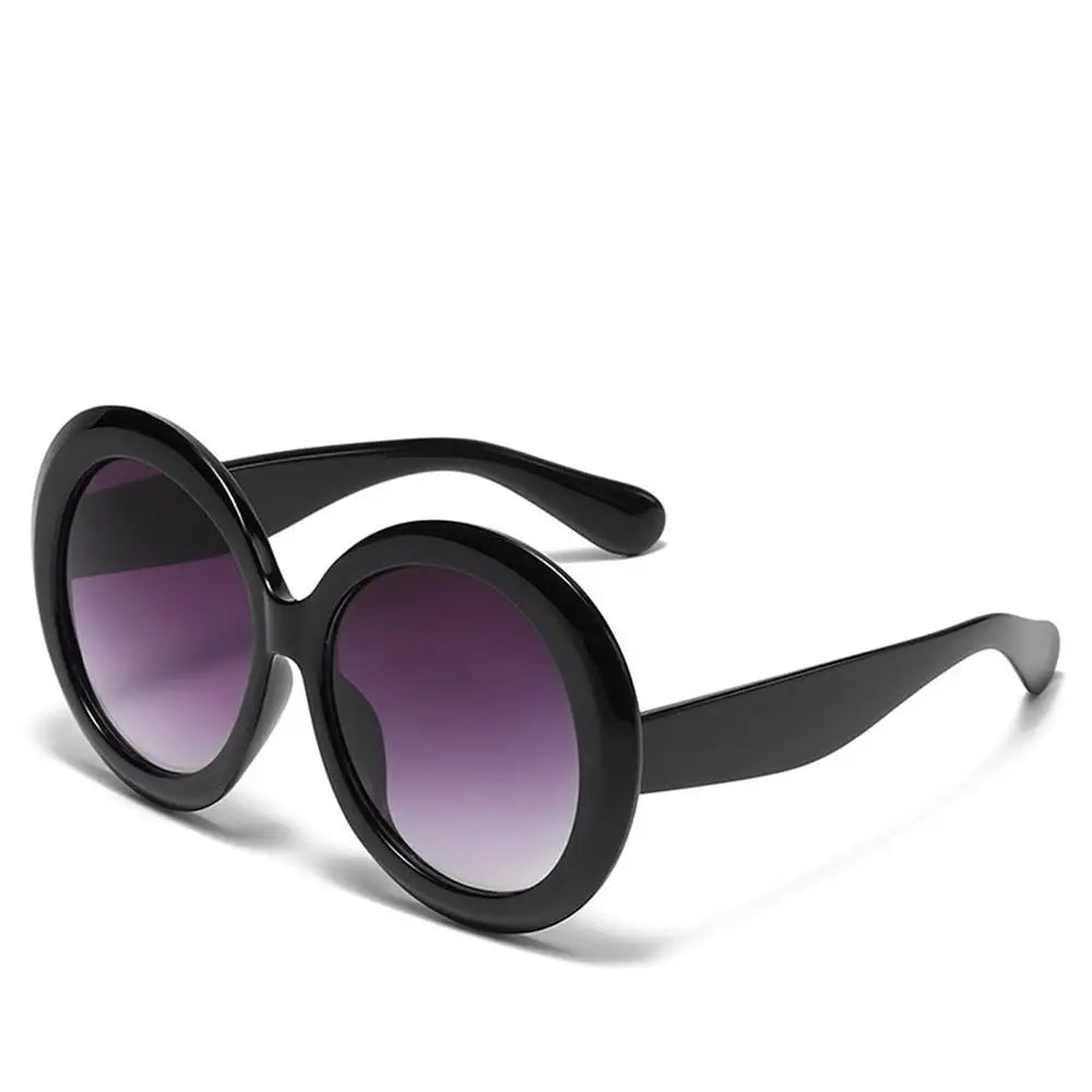 luxury round large frame sunglasses black purple