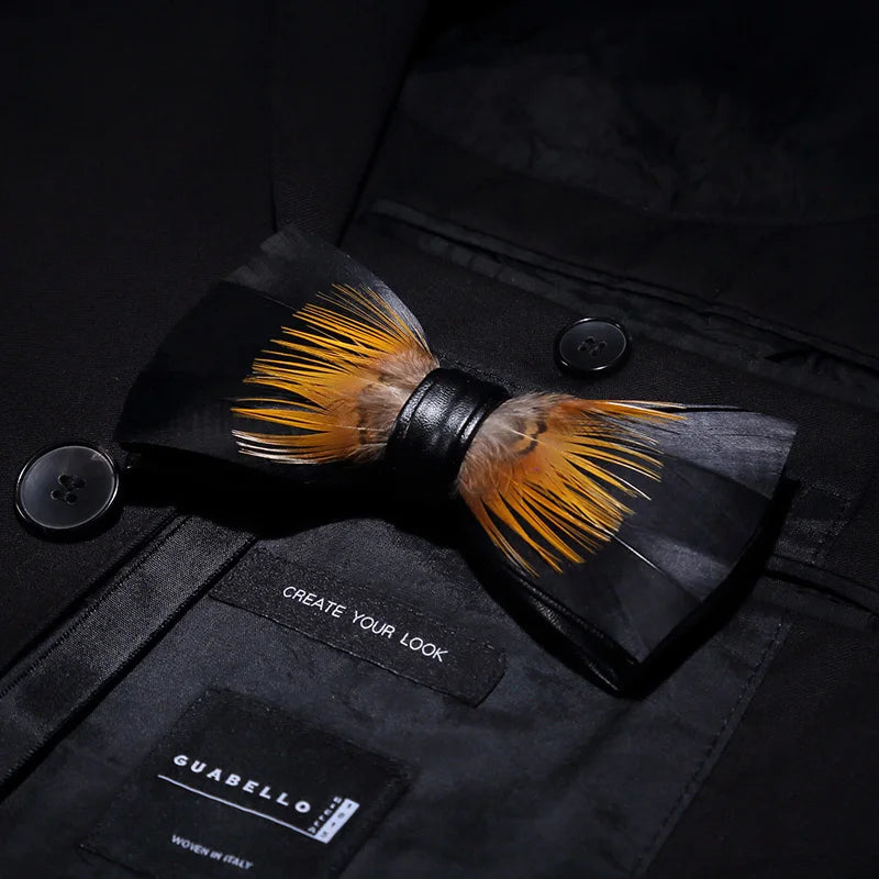 Black Fashion Handmade Feather Bowtie Suit Accessories