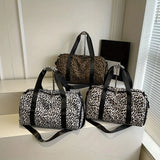 Fashionable Lady's Leopard Print Large Capacity Travel Bag