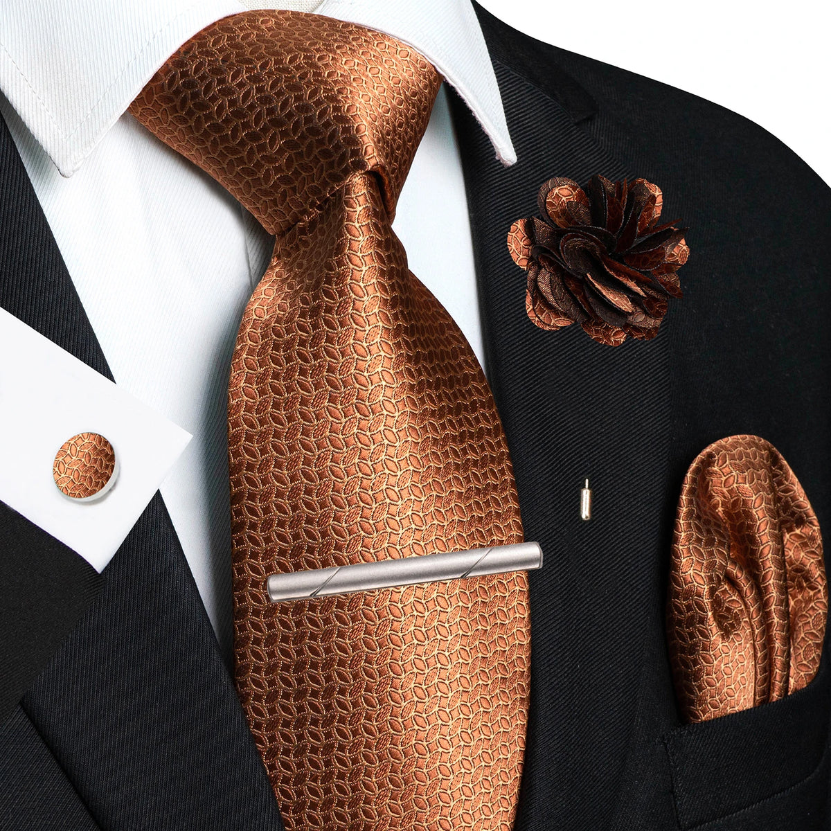 8cm Silk Tie Pin Pocket Square Cufflinks Tie