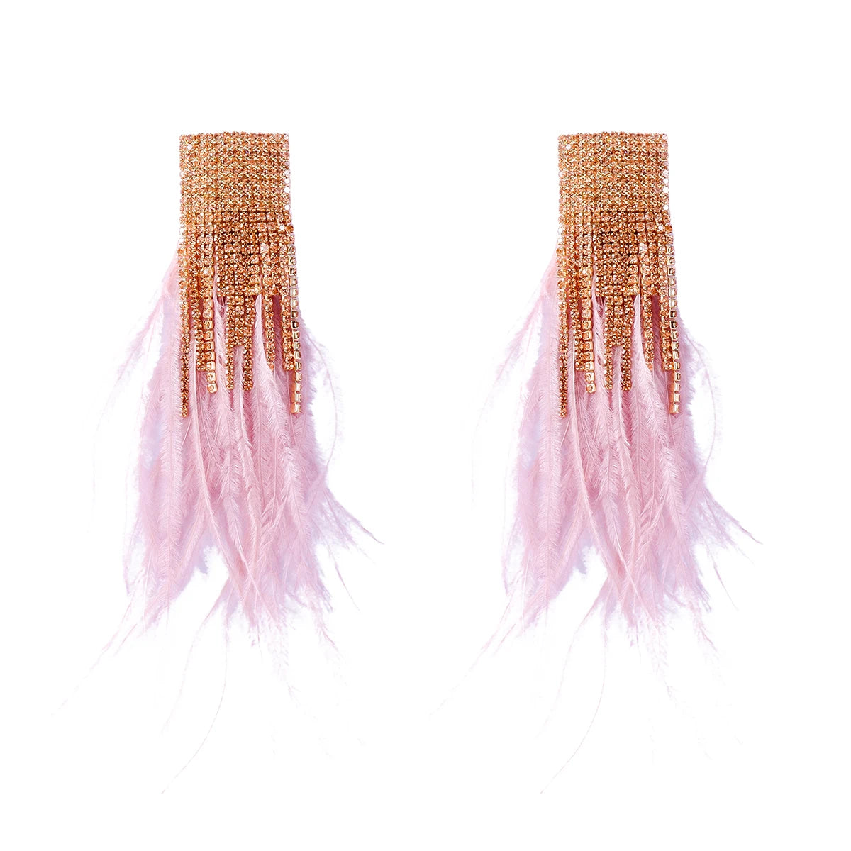 Rhinestone Big Feather Earrings