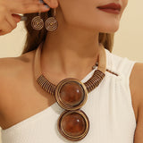 Handmade Round Resin Gems Aluminum Wire Woven Jewelry