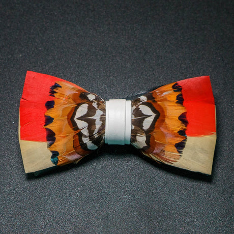 Red Brown Fashion Handmade Feather Bowtie Suit Accessories