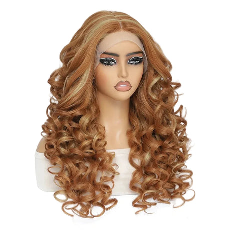 Brown HD Curly Pre Plucked 13X5X1 Latisha Synthetic Wigs