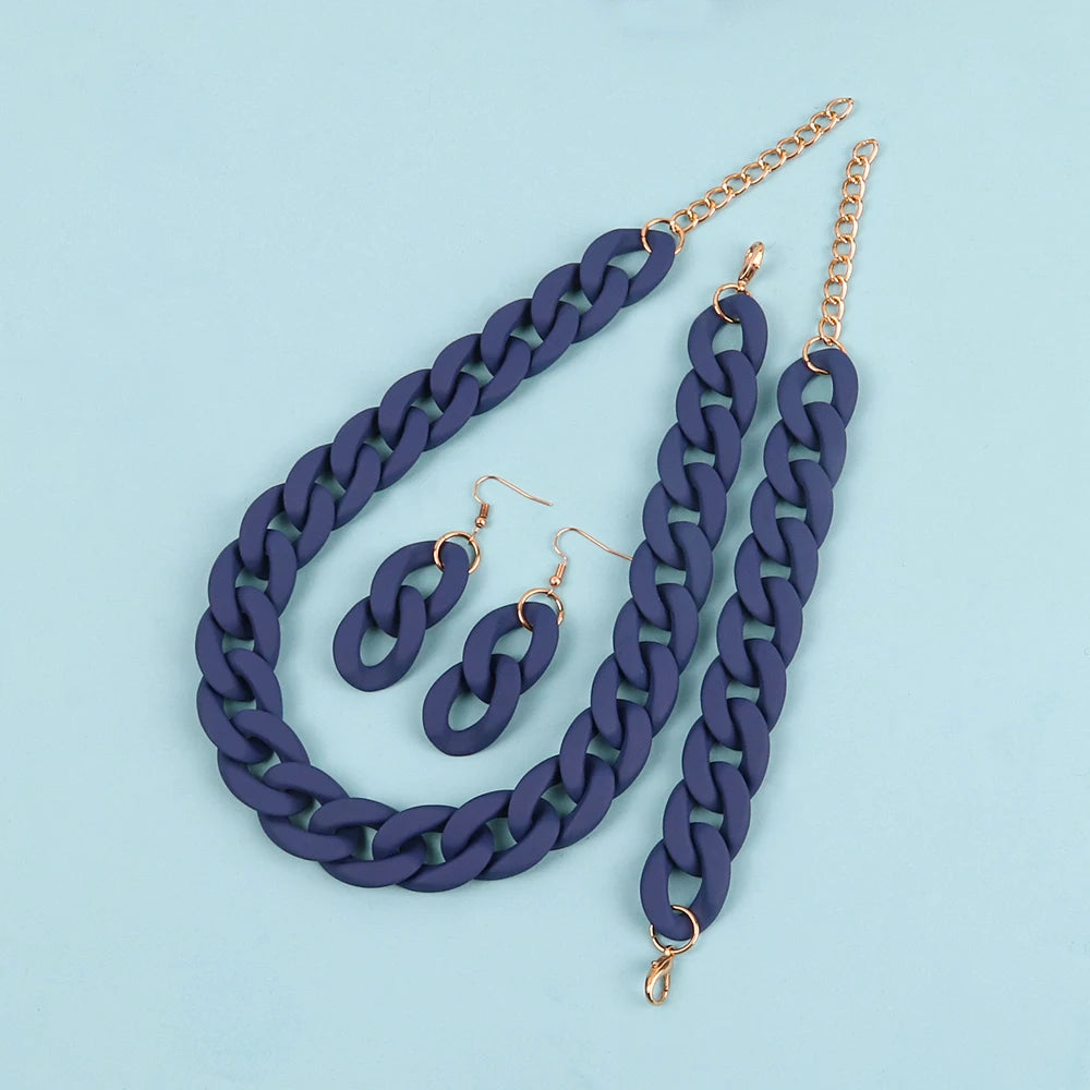 Colorful Speckled Chain Necklace Set