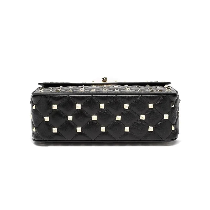 Black Sheepskin Chain Rivet Handbag