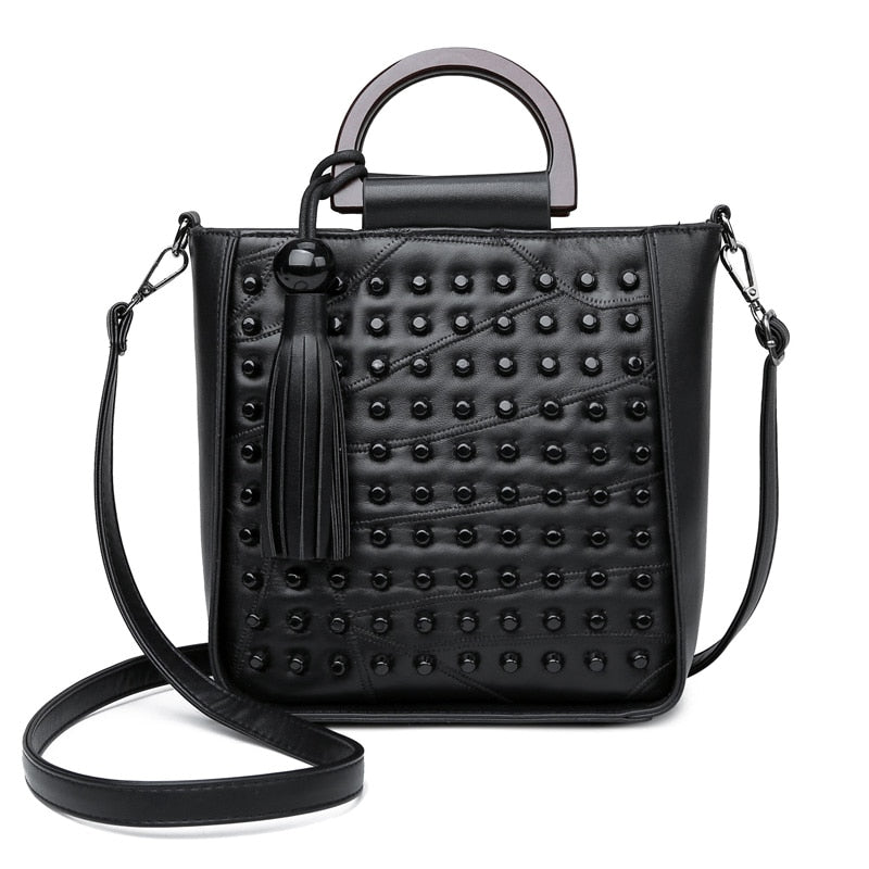 Sheepskin Leather Rivet Handbag