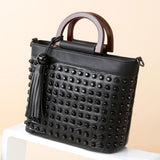Sheepskin Leather Rivet Handbag