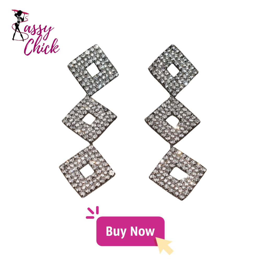 Shiny Rhinestone Square Earring