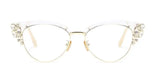 Gold Shiny Rhinestones Cat Eye Presbyopia Eyeglasses