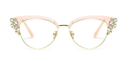 Pink Shiny Rhinestones Cat Eye Presbyopia Eyeglasses