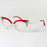 Red Shiny Rhinestones Cat Eye Presbyopia Eyeglasses