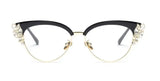 Black Shiny Rhinestones Cat Eye Presbyopia Eyeglasses