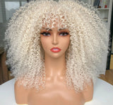 Short Afro Hair Kinky Curly Wigs white