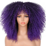 Short Afro Hair Kinky Curly Wigs dark blue