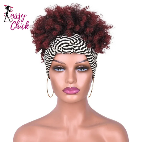 Short Afro Kinky Headband Synthetic Wig Sassy Chick Logo