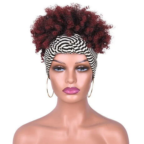 Short Afro Kinky Headband Synthetic Wig