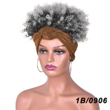 Ash Gray Short Afro Kinky Headband Synthetic Wig
