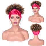 Ash Brown Short Afro Kinky Headband Synthetic Wig