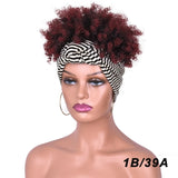 Red Short Afro Kinky Headband Synthetic Wig