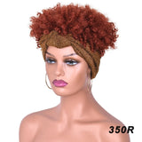 Orange Short Afro Kinky Headband Synthetic Wig