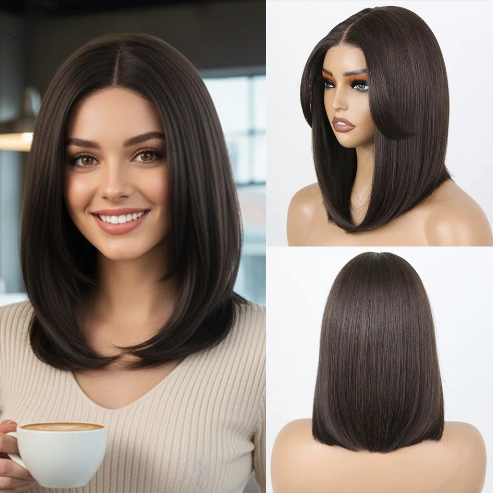 Black Short Bob 12" Ombre Synthetic Lace Wigs