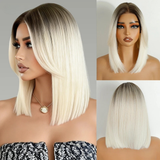 White Short Bob 12" Ombre Synthetic Lace Wigs