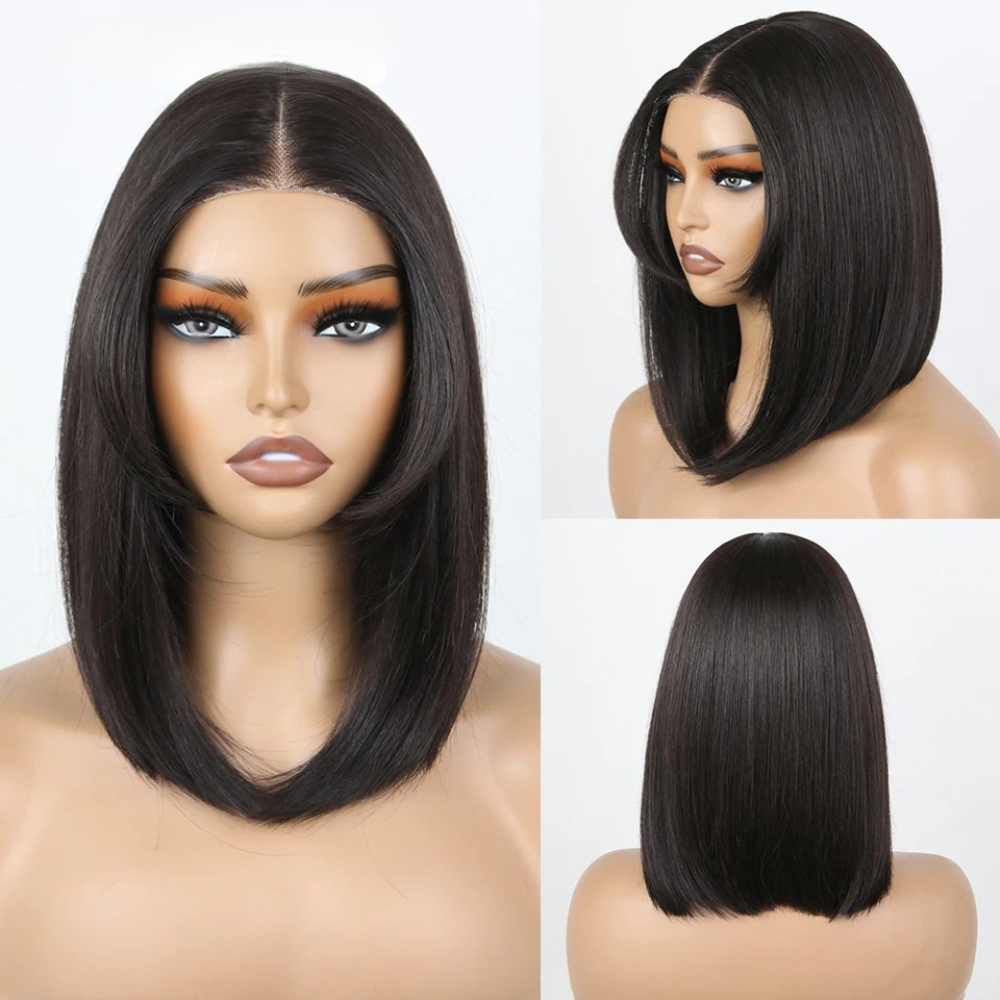 Black Short Bob 12" Ombre Synthetic Lace Wigs