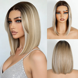 Blonde Short Bob 12" Ombre Synthetic Lace Wigs
