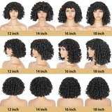 Sizes of Short Bob Bouncy Curly Human Hair Wigs With Bangs