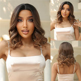 Short Bob Highlight Middle Part Synthetic Hair Wigs