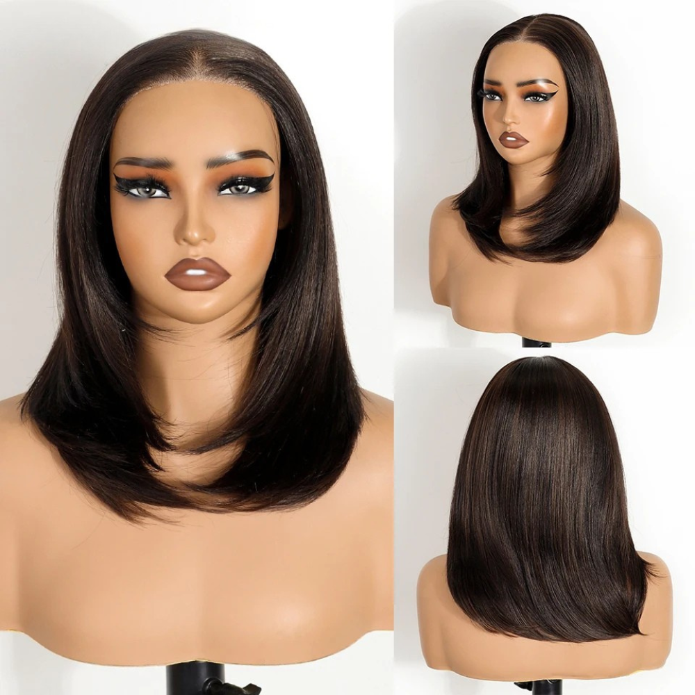 Short Bob Layered 6x4 Wear And Go Synthetic Lace Wigs