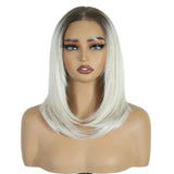 White Short Bob Layered 6x4 Wear And Go Synthetic Lace Wigs